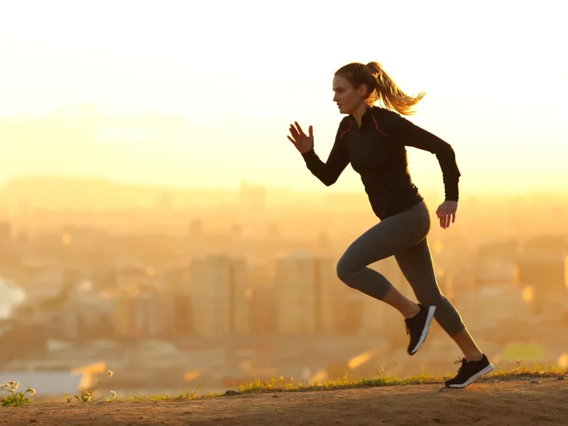 Runner training at sunrise