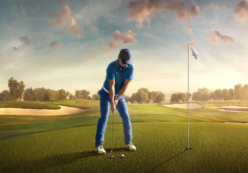 Dr. Peter Dionisopoulos evaluating a golfer's hip rotation and swing mechanics